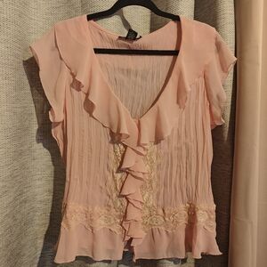 Vintage Pink Ruffled Shirt‎